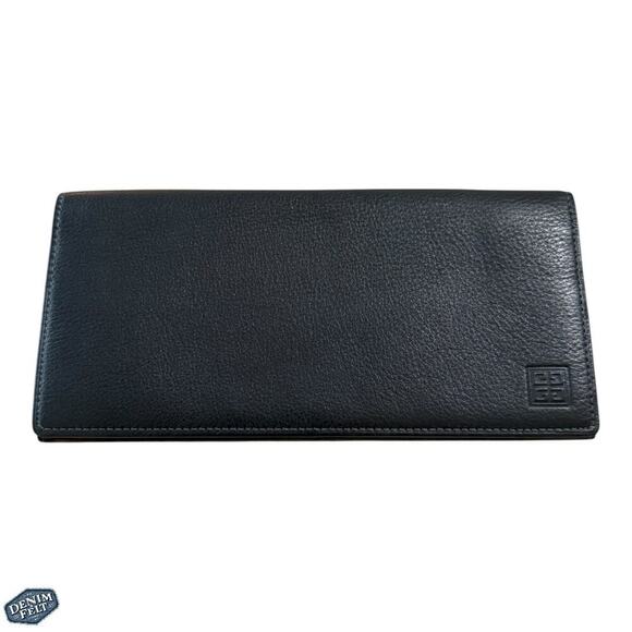 Givenchy Black Leather Long Bifold Wallet – Pebbled Leather with Logo Embossing - Picture 1 of 9